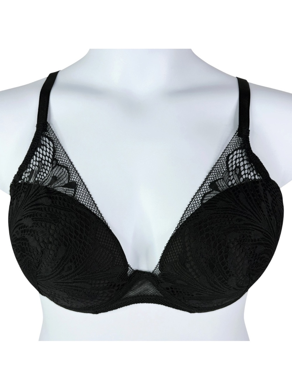 NWT Passionata Thelma Plunge Bra sz 38D * Black T-Shirt Cup Lace by Chantelle